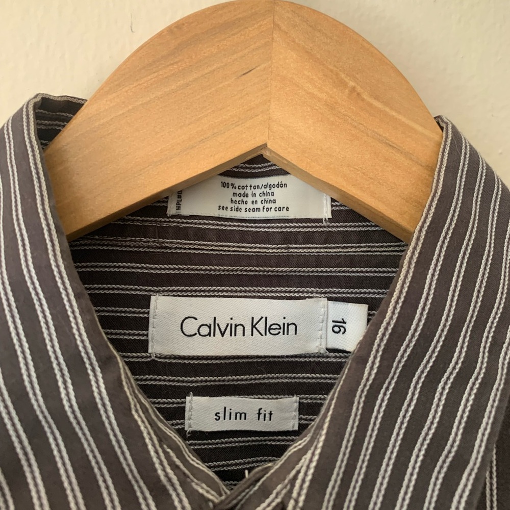 Calvin Klein // Black Striped Cotton Button Down